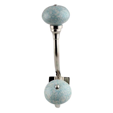 Turquoise Cream Crackle Silver Iron Hook